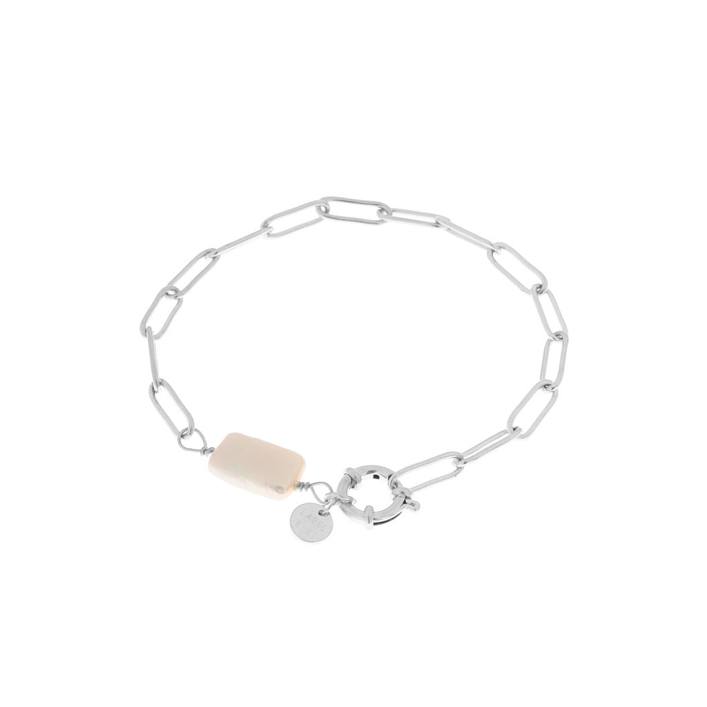Hold on big pearl bracelet silver