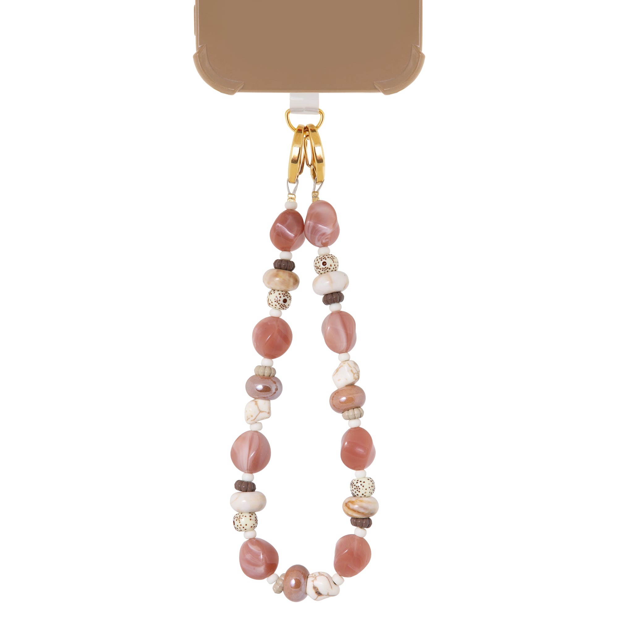 Natural taupe phone cord gold