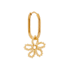 singlepair Flower beads hoop gold