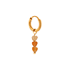 singlepair Triple heart orange hoop gold