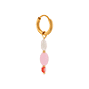 singlepair Pink drop hoop gold