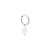 singlepair White oval hoop silver