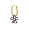 singlepair Flower beads purple hoop gold