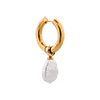 singlepair Big pearl hoop gold
