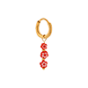 singlepair Red flowers hoop gold