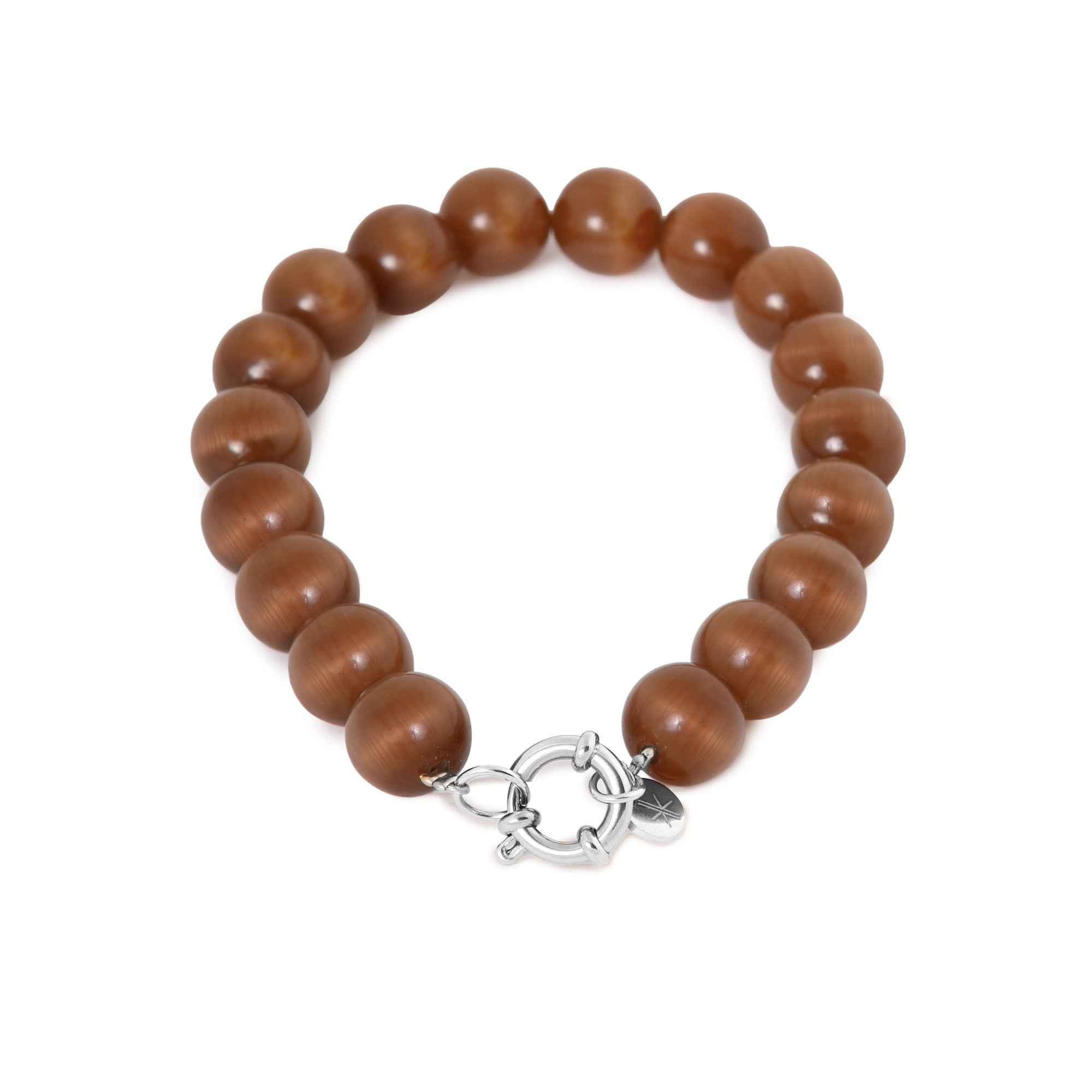 Brown cat eye bracelet silver