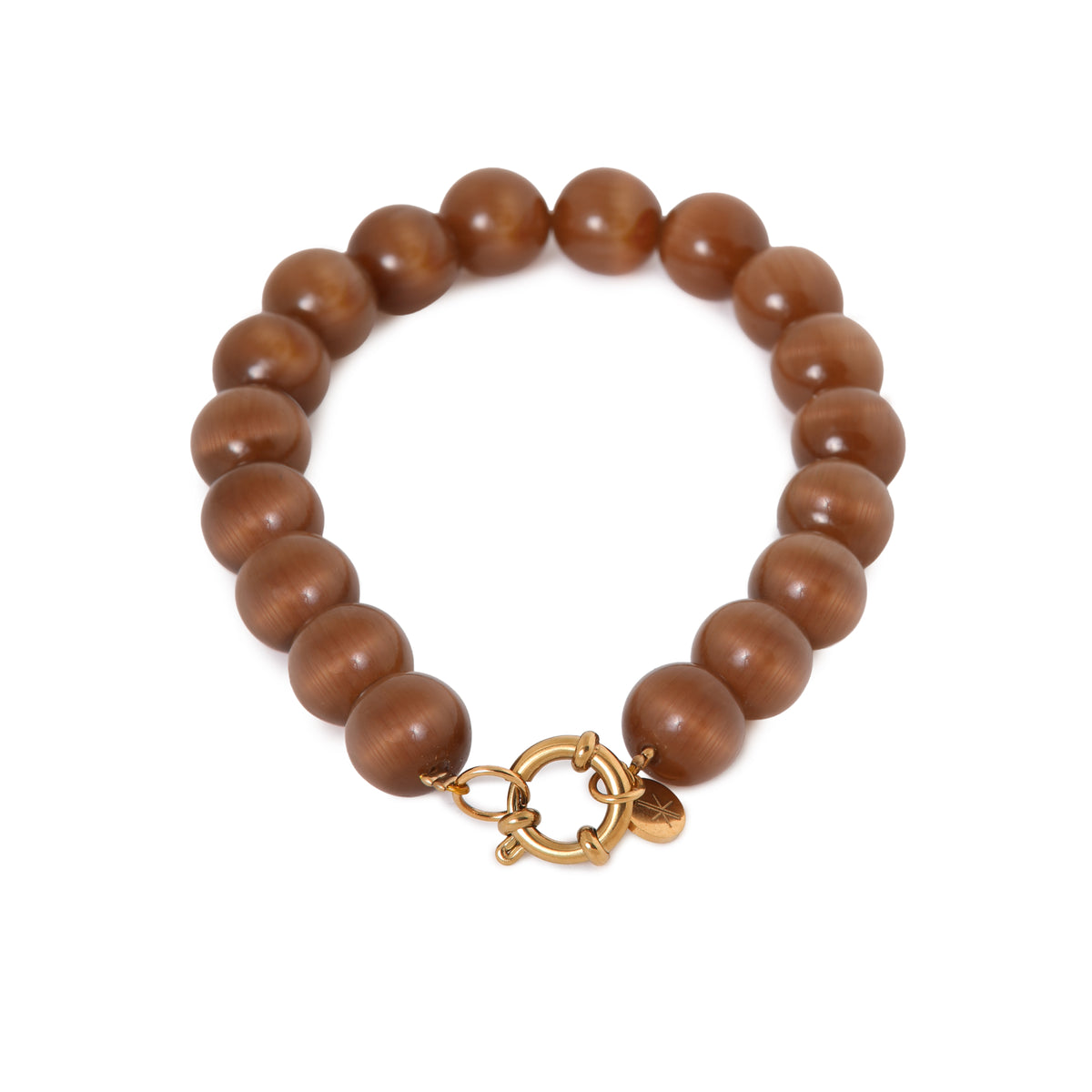 Brown cat eye bracelet gold