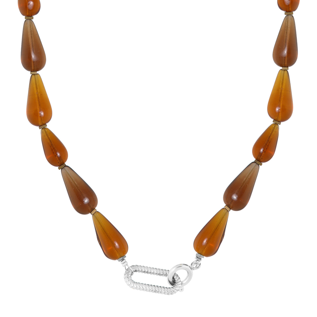 Brown drop necklace silver