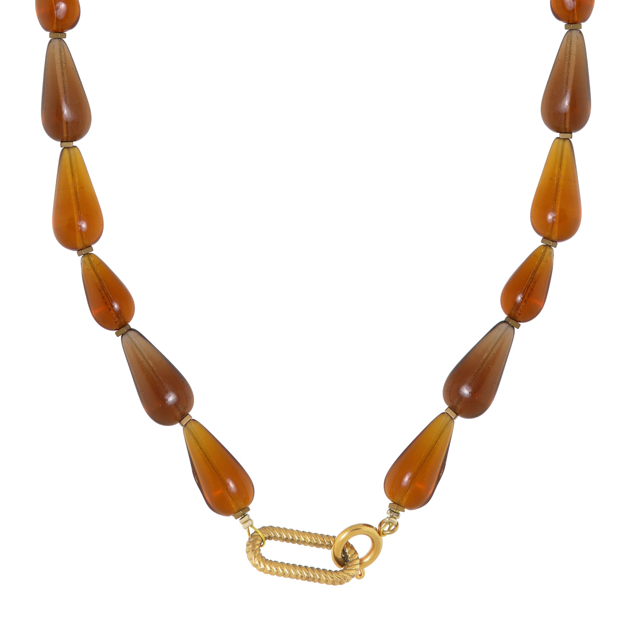 Brown drop necklace gold
