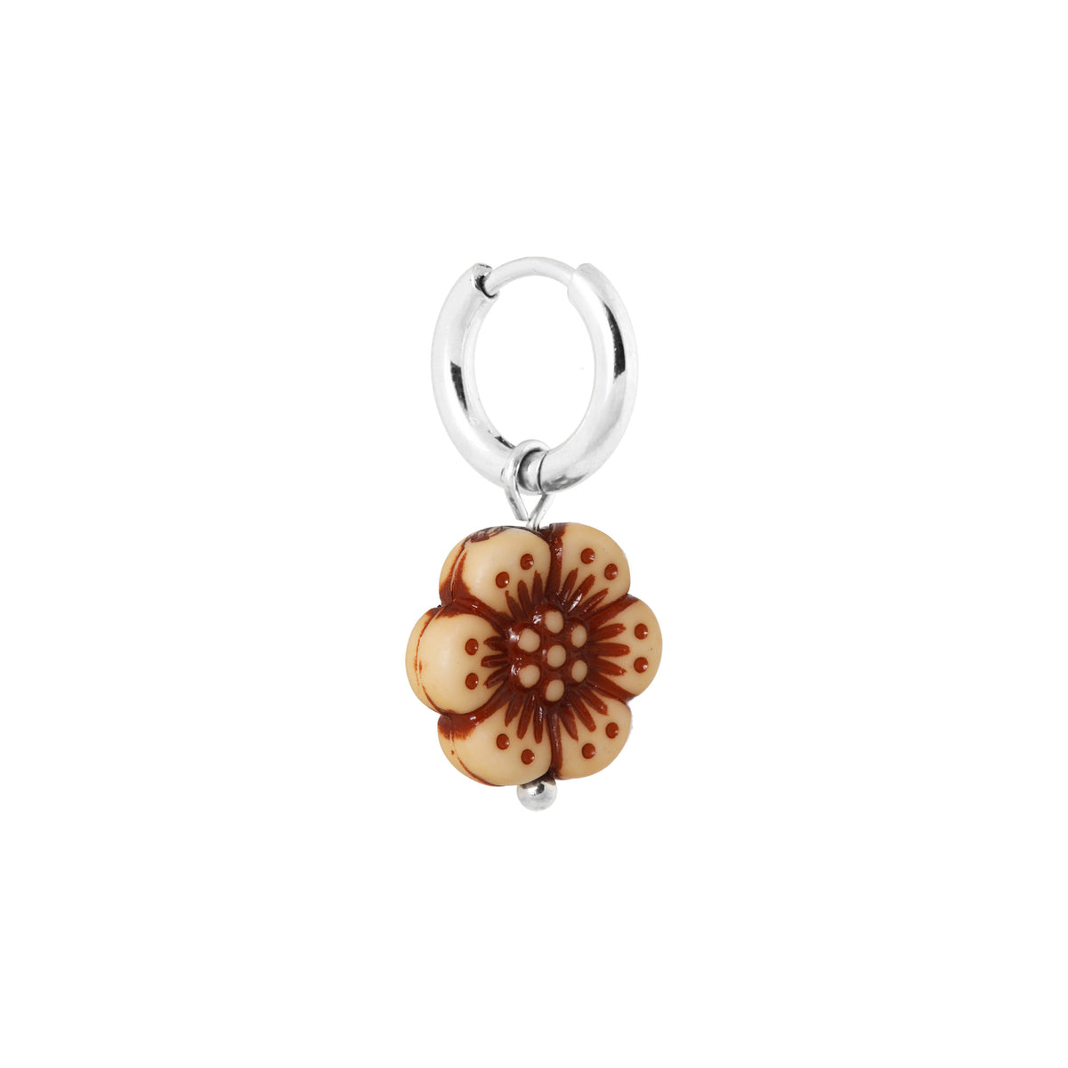 Burgundy flower hoop silver