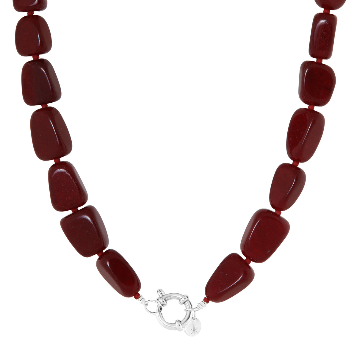 Burgundy necklace silver