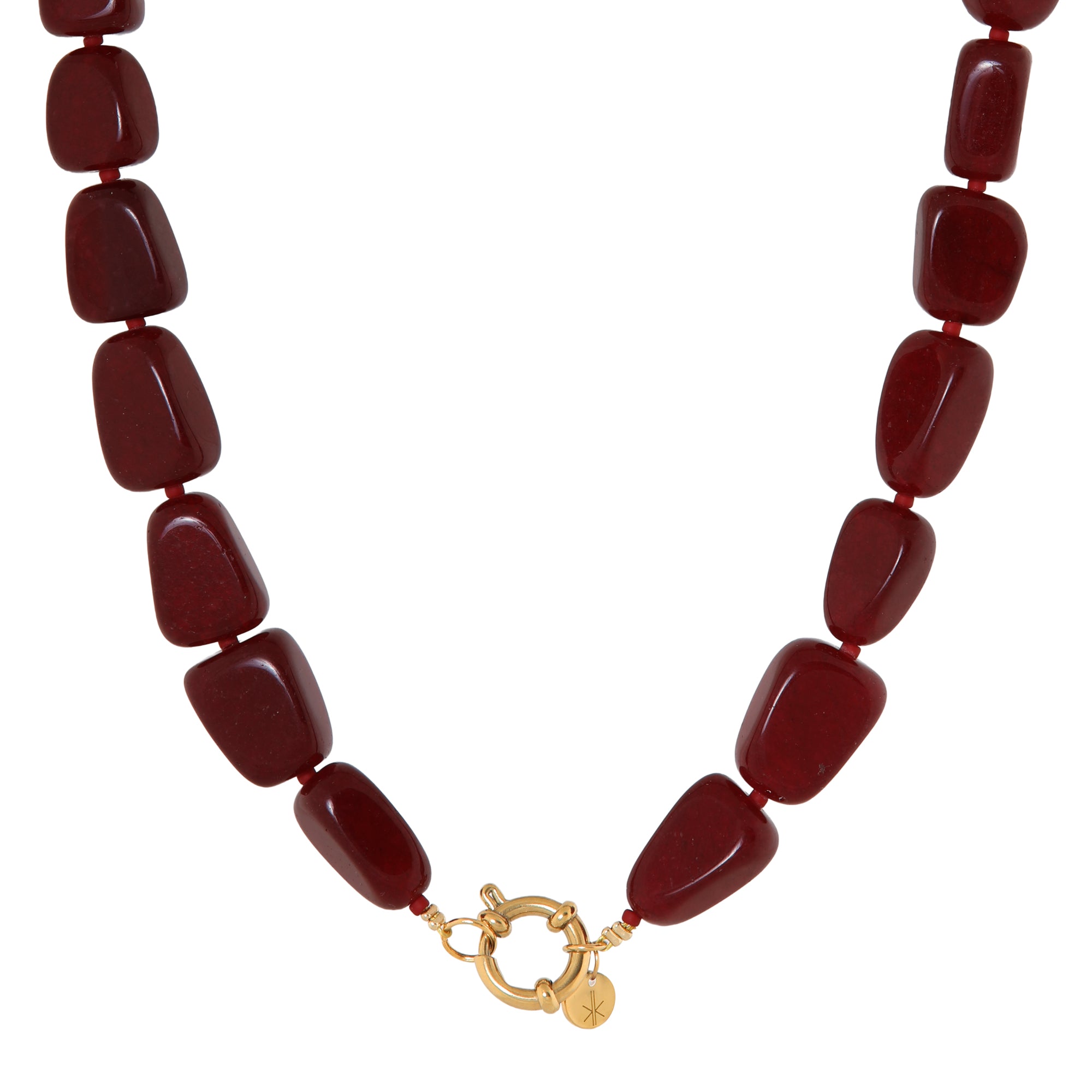 Burgundy necklace gold