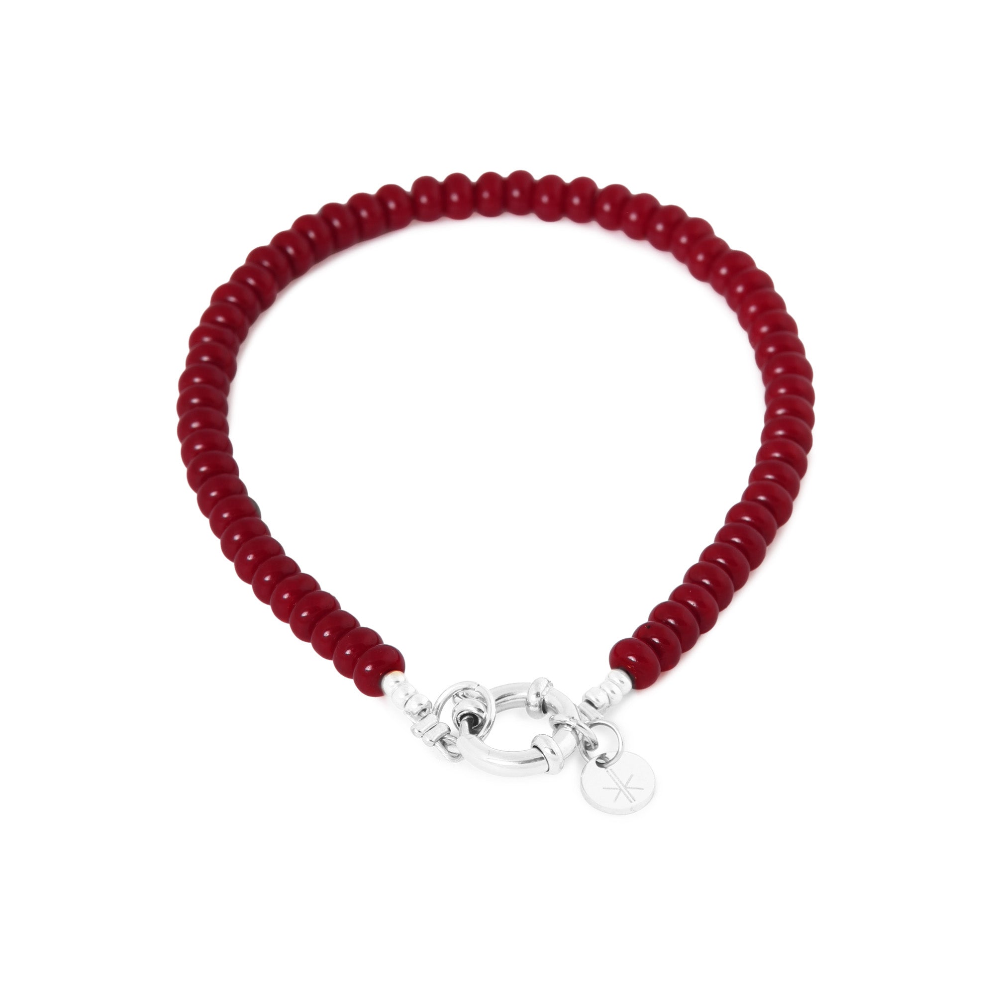 Burgundy small bracelet silver