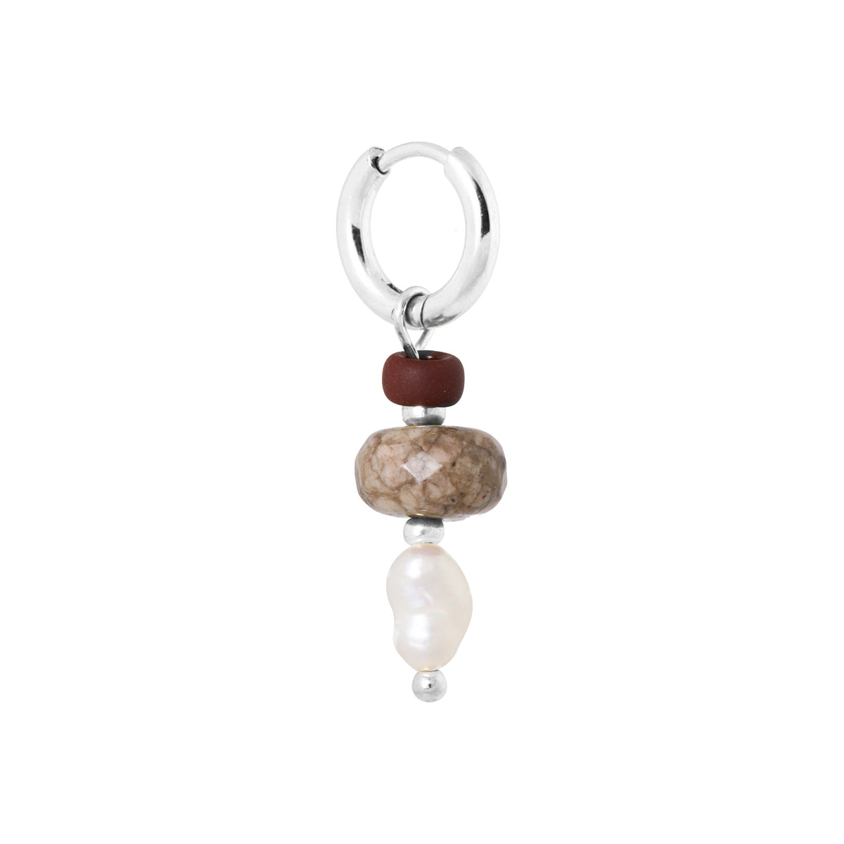 Classic pearl hoop silver