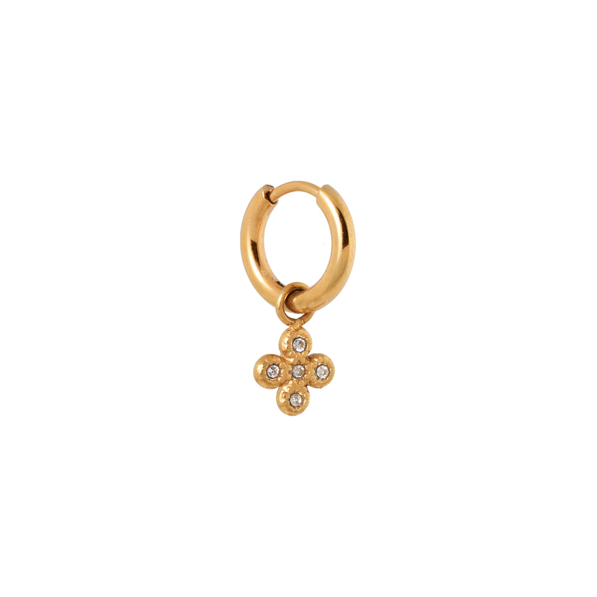 Diamond clover hoop gold