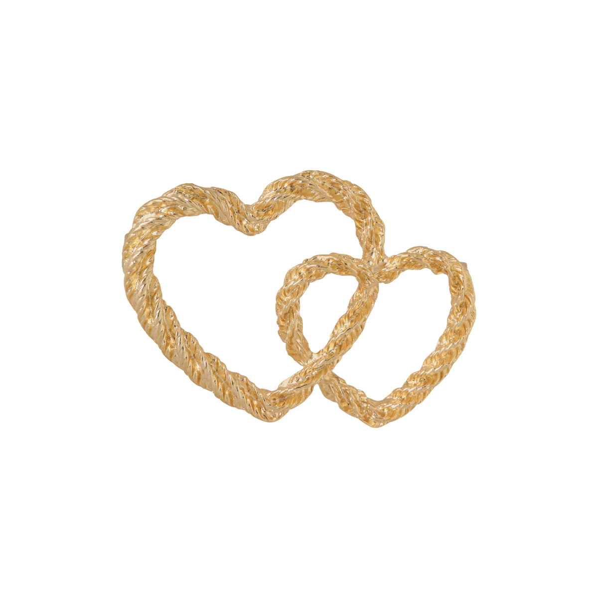 Double heart broche gold