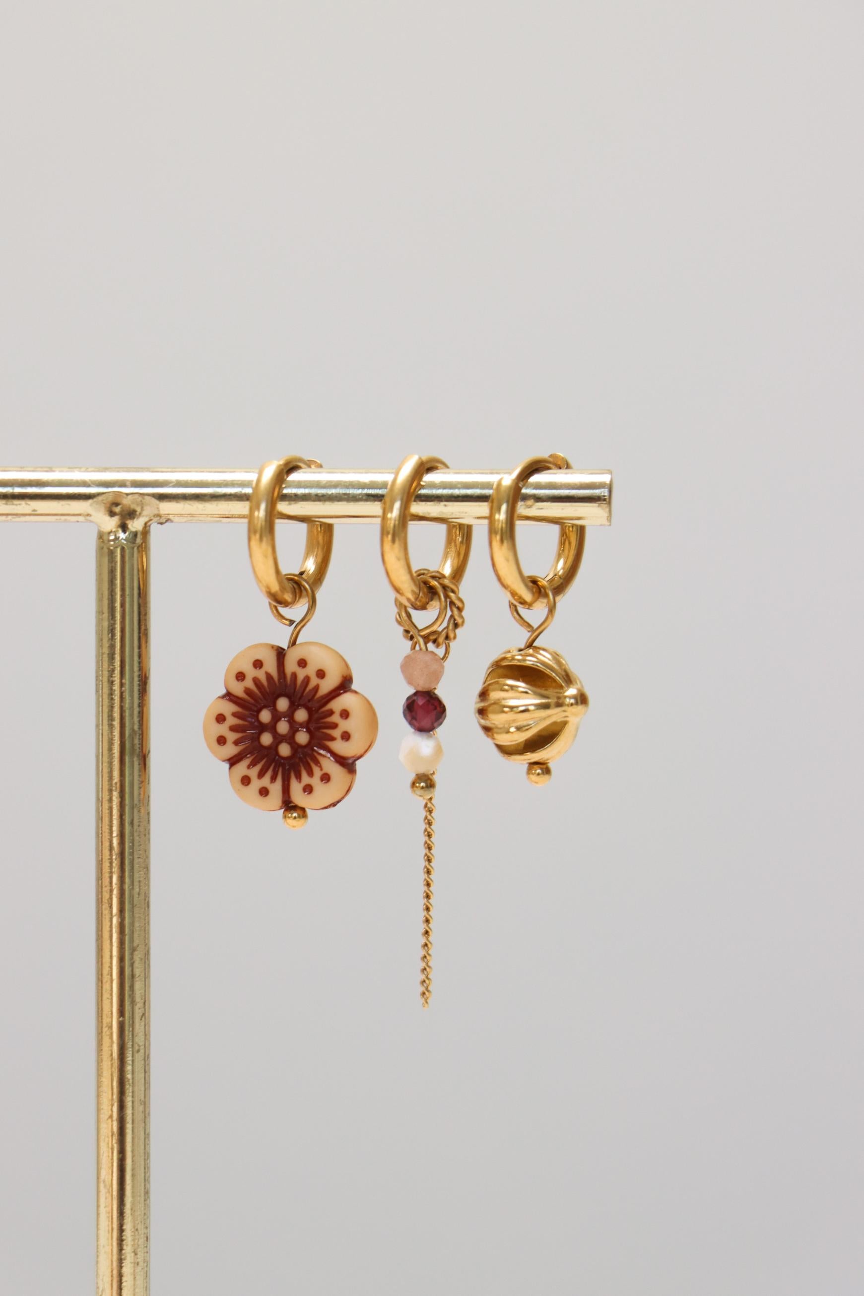 Burgundy flower hoop gold