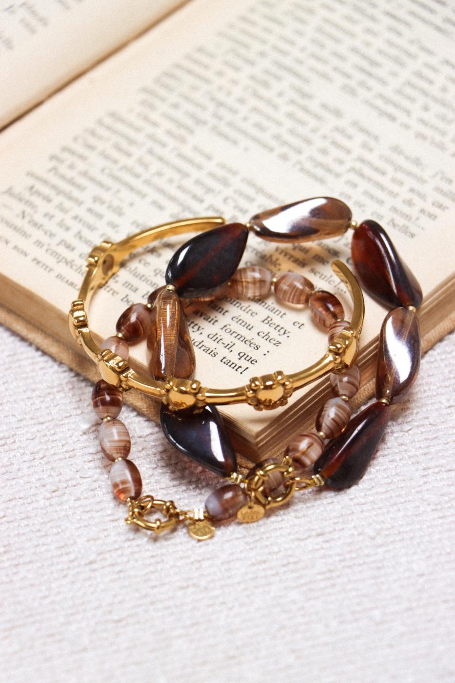 Double brown bracelet gold