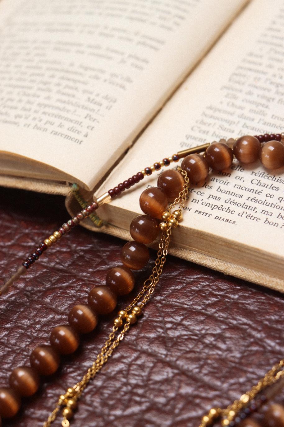 Chique brown necklace gold