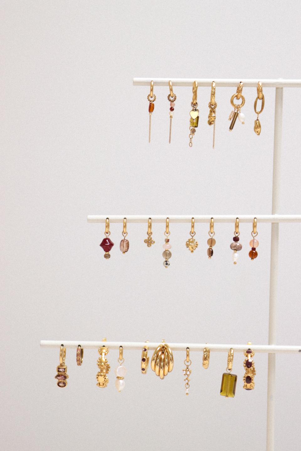 Chain oval brown hoop gold