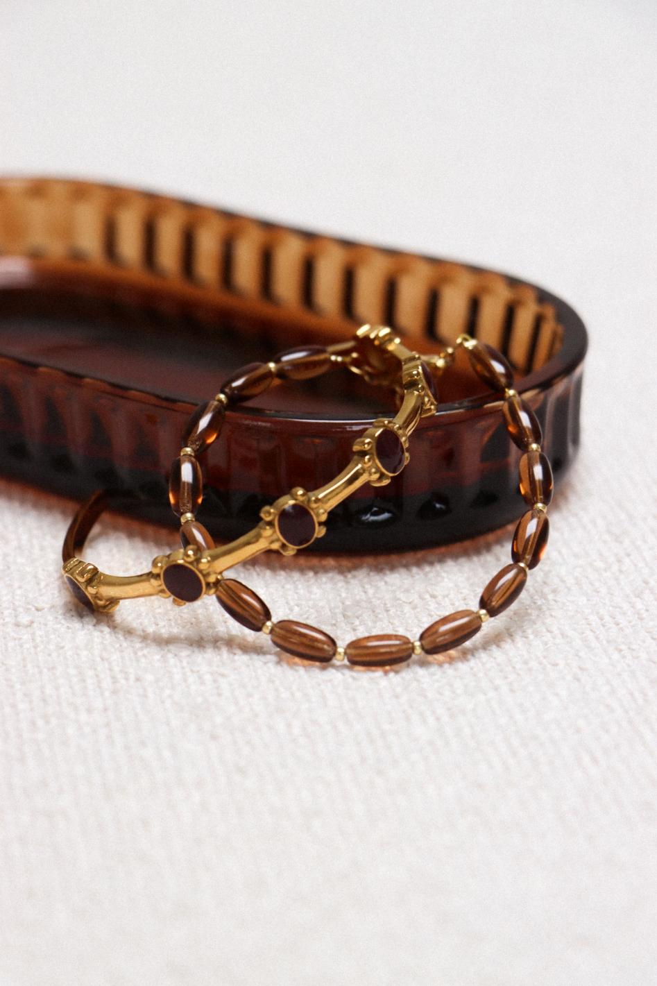 Chocolate beads bracelet gold