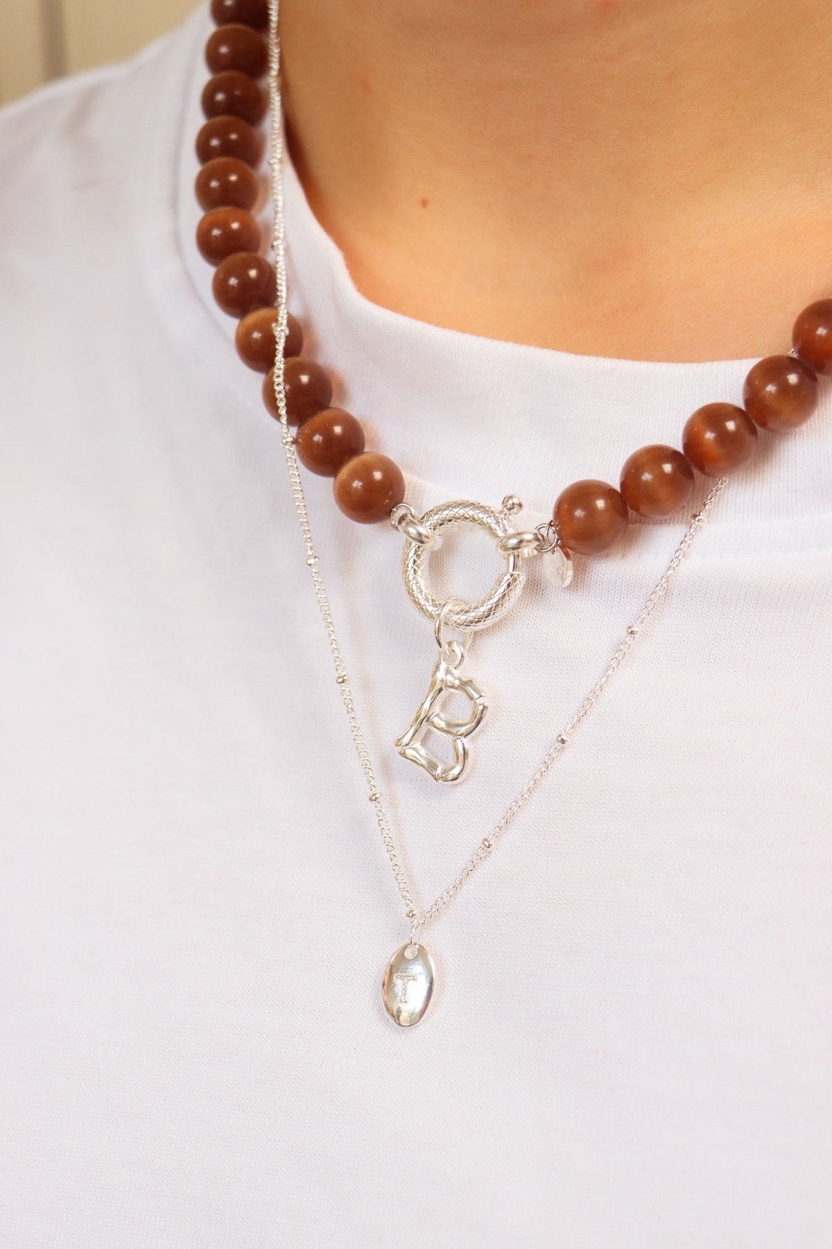 Initial necklace dots silver