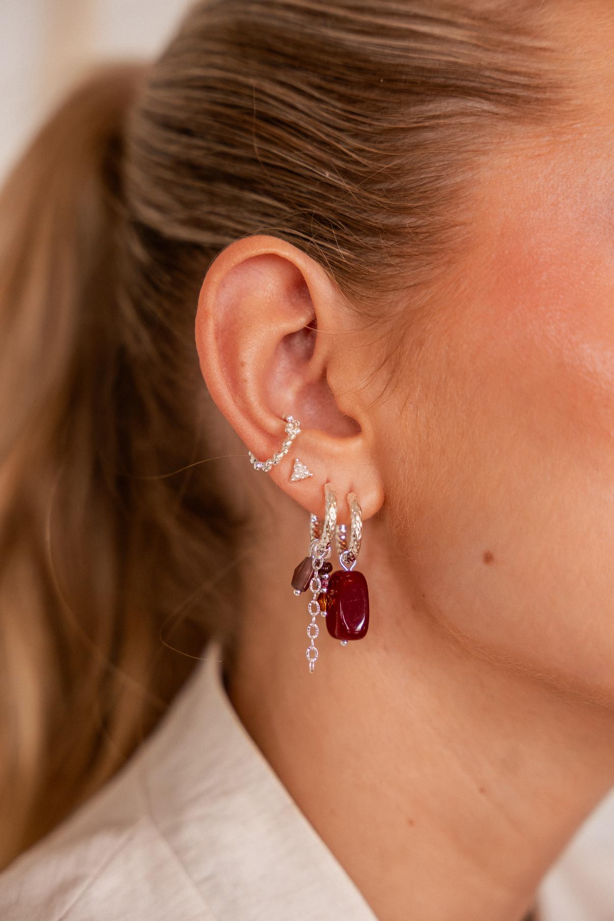 Burgundy hoop silver