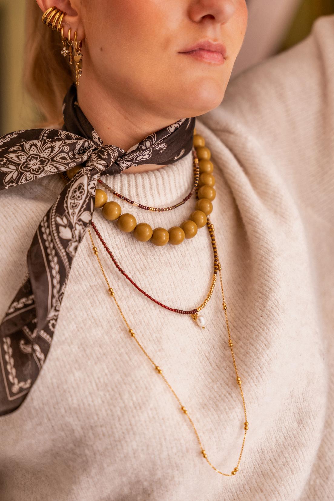 Chique brown necklace gold