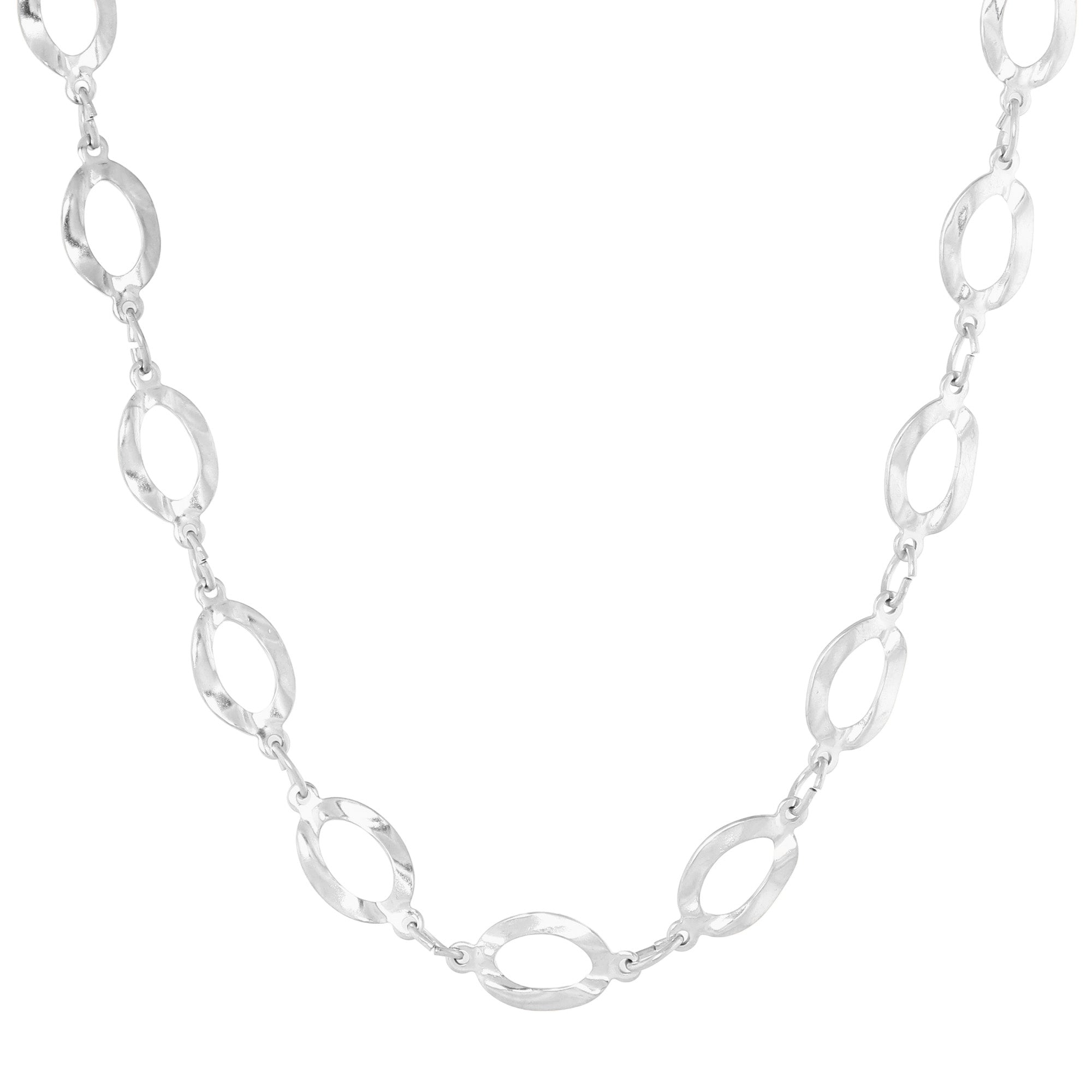 Oval frame necklace silver