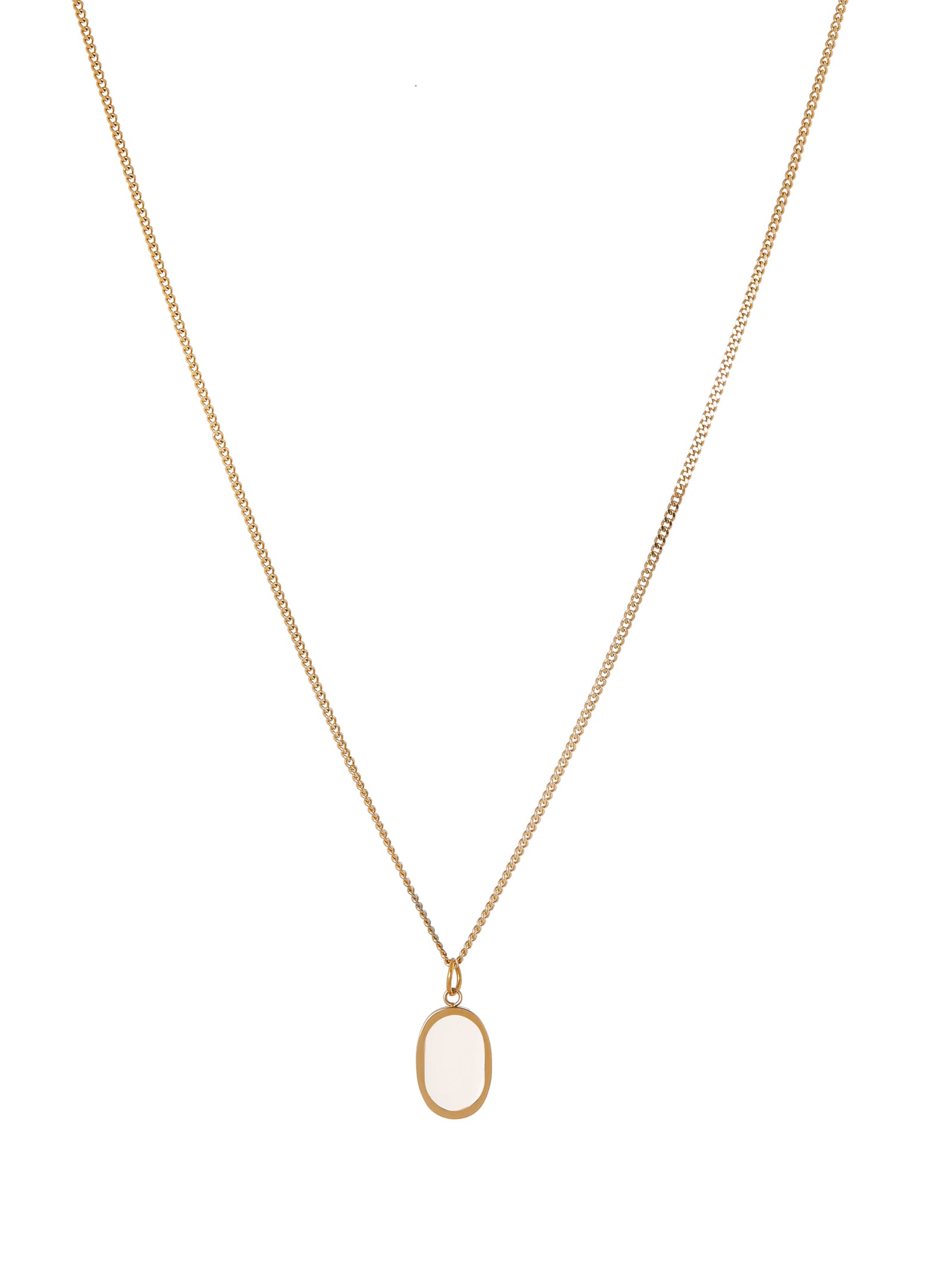 Oval white necklace gold