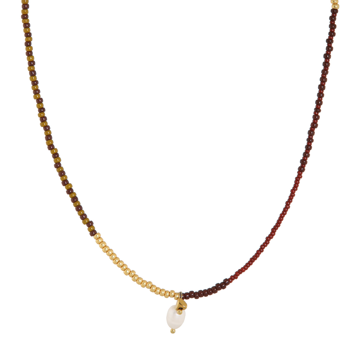 Oxblood long necklace gold