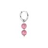 singlepair Pink cat eye hoop silver