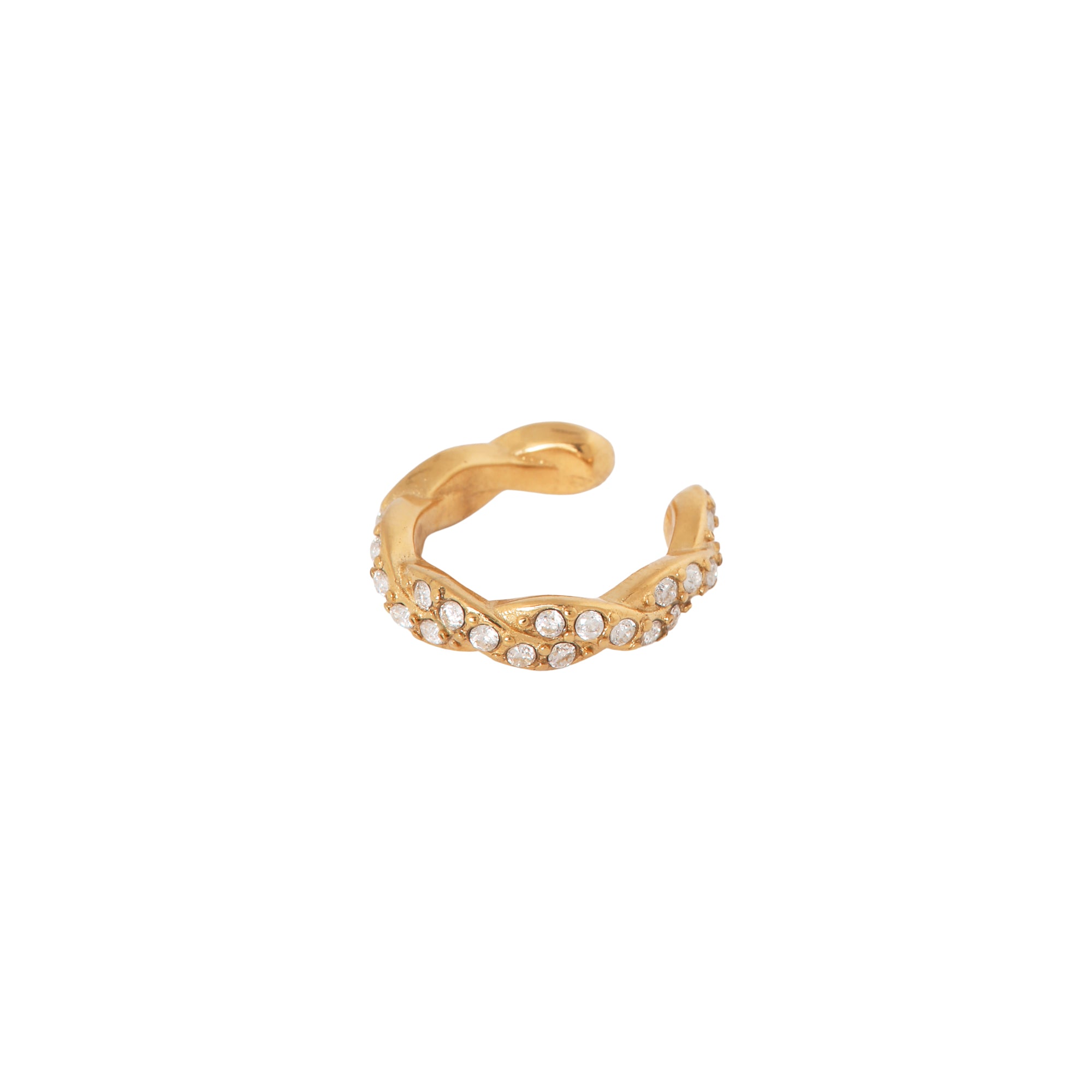 Shiny braid ear cuff gold