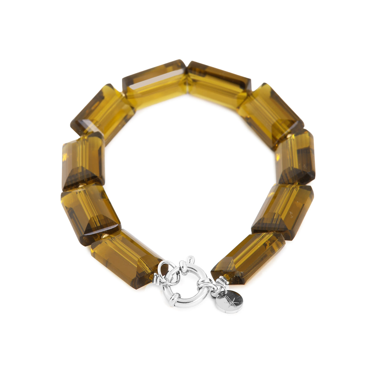 Shiny olive bracelet silver