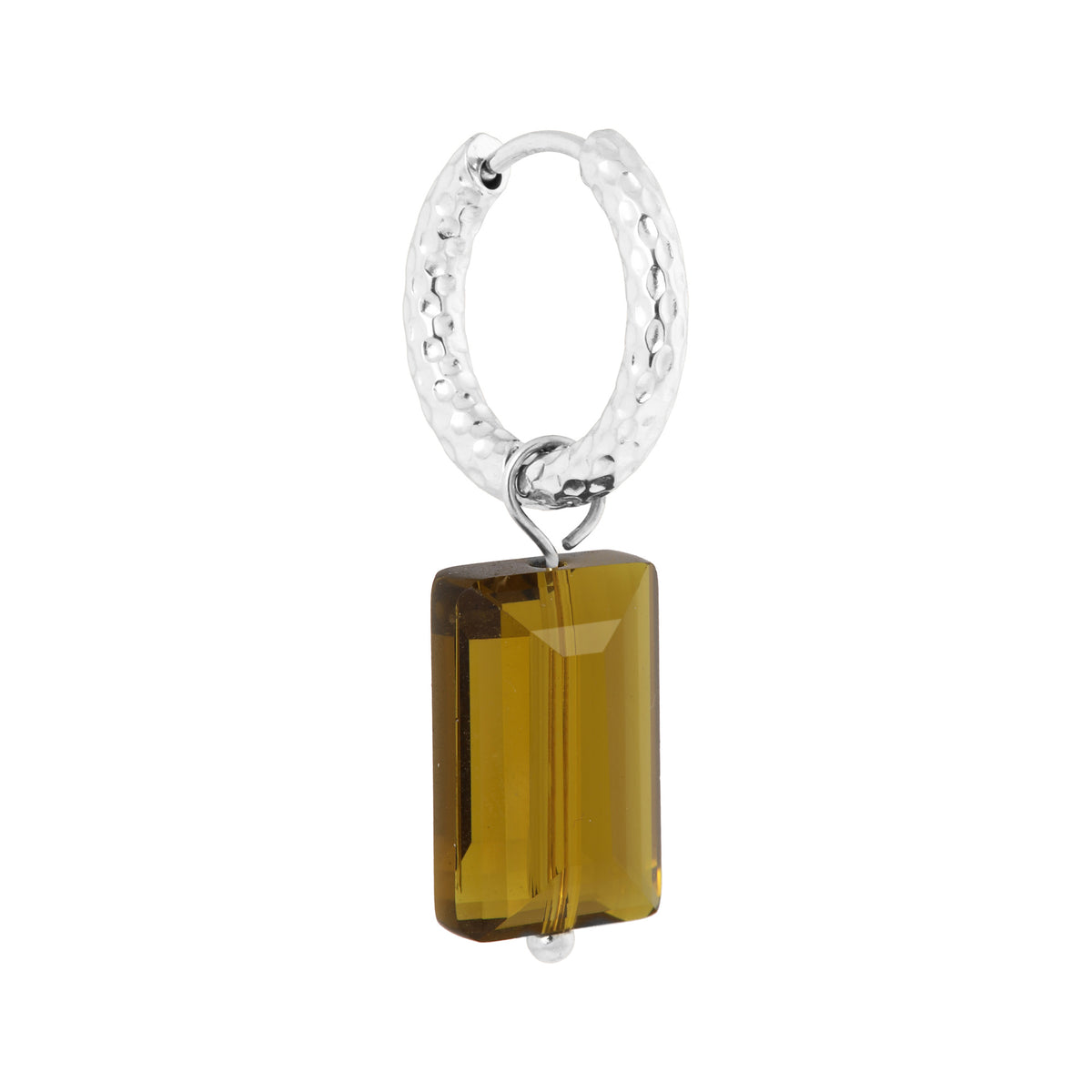 Shiny olive hoop silver