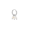 singlepair White blossom hoop silver