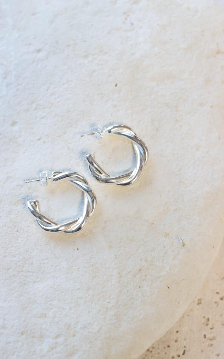 Big braided hoop silver
