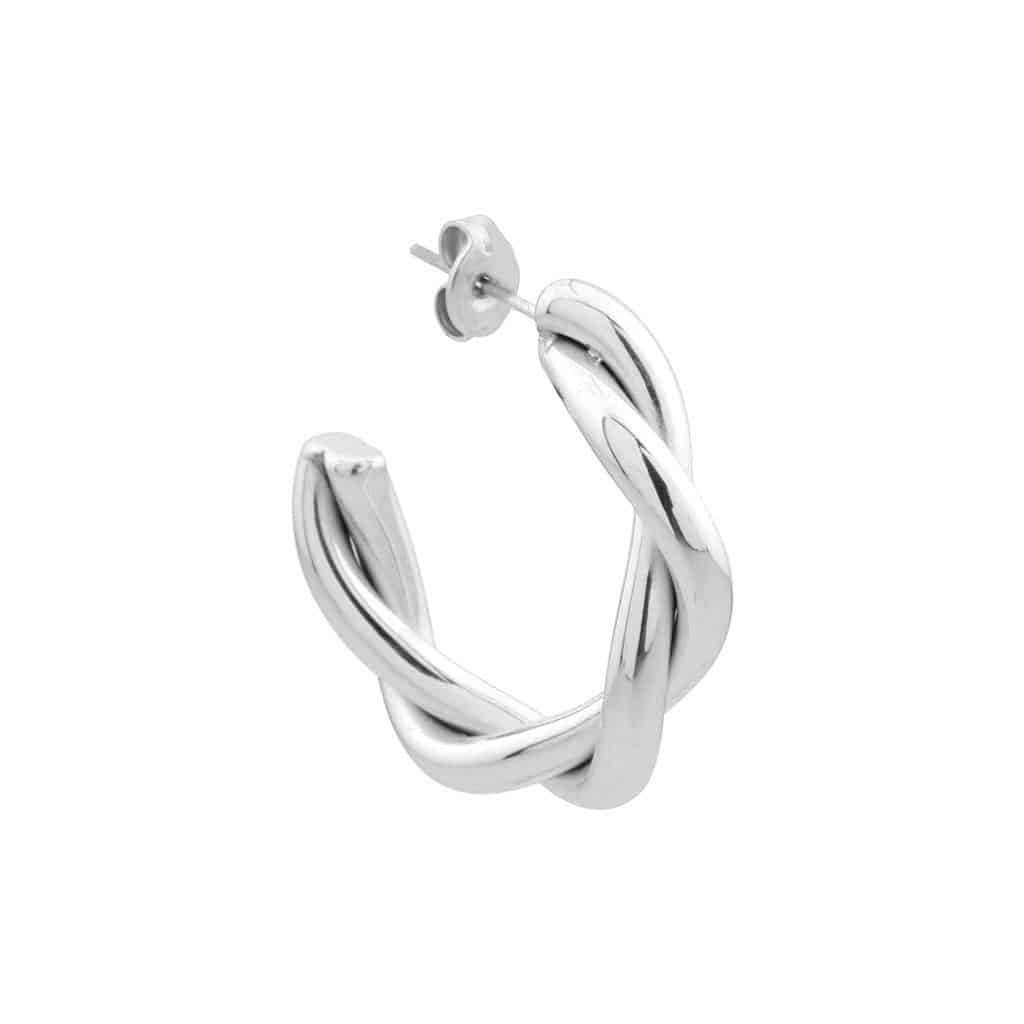 Big braided hoop silver
