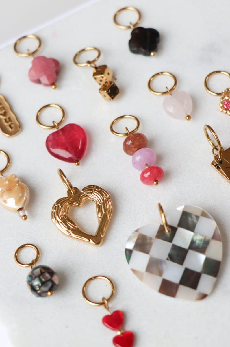 Big checks heart charm gold