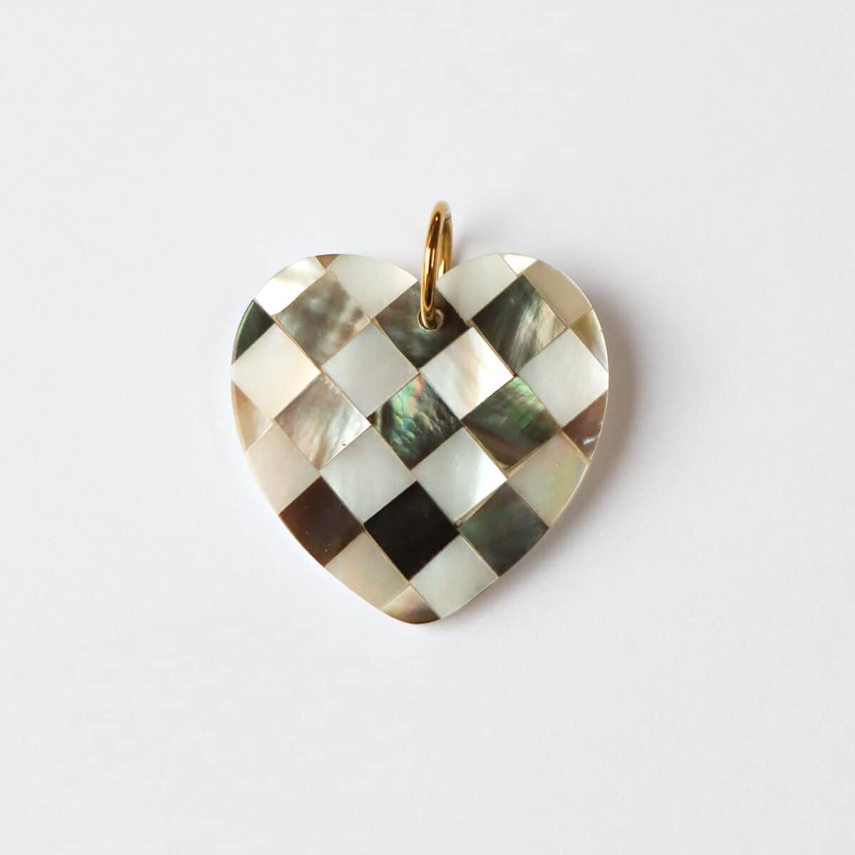 Big checks heart charm gold