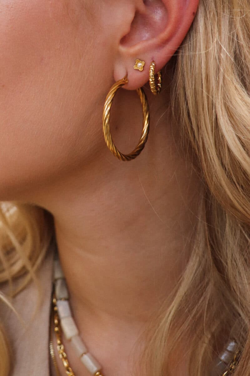 Big twisted rope hoop gold