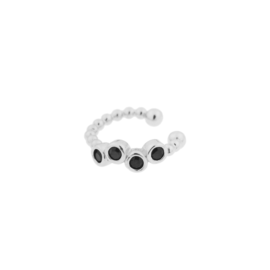 Black dots ear cuff silver