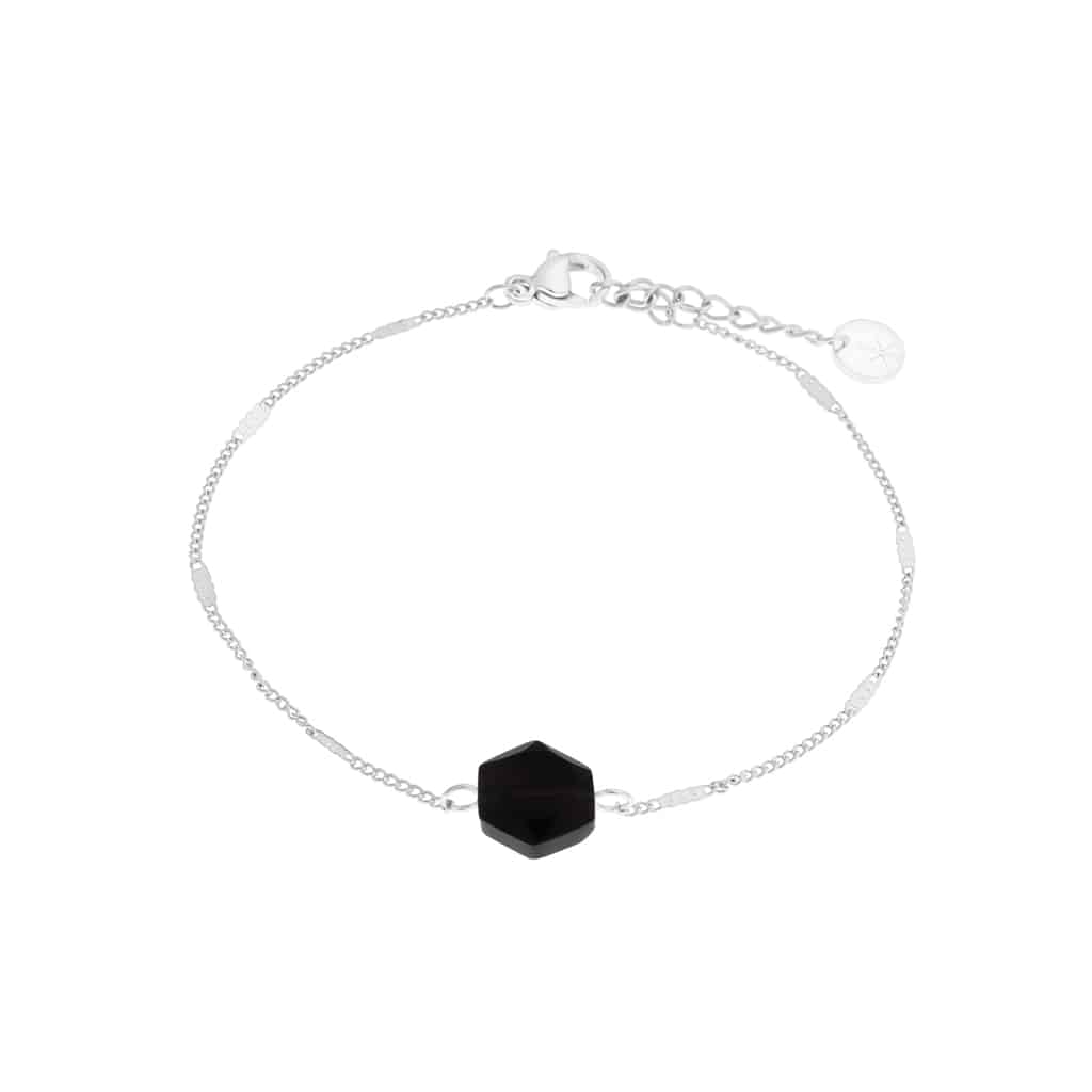 Black hexagon bracelet silver