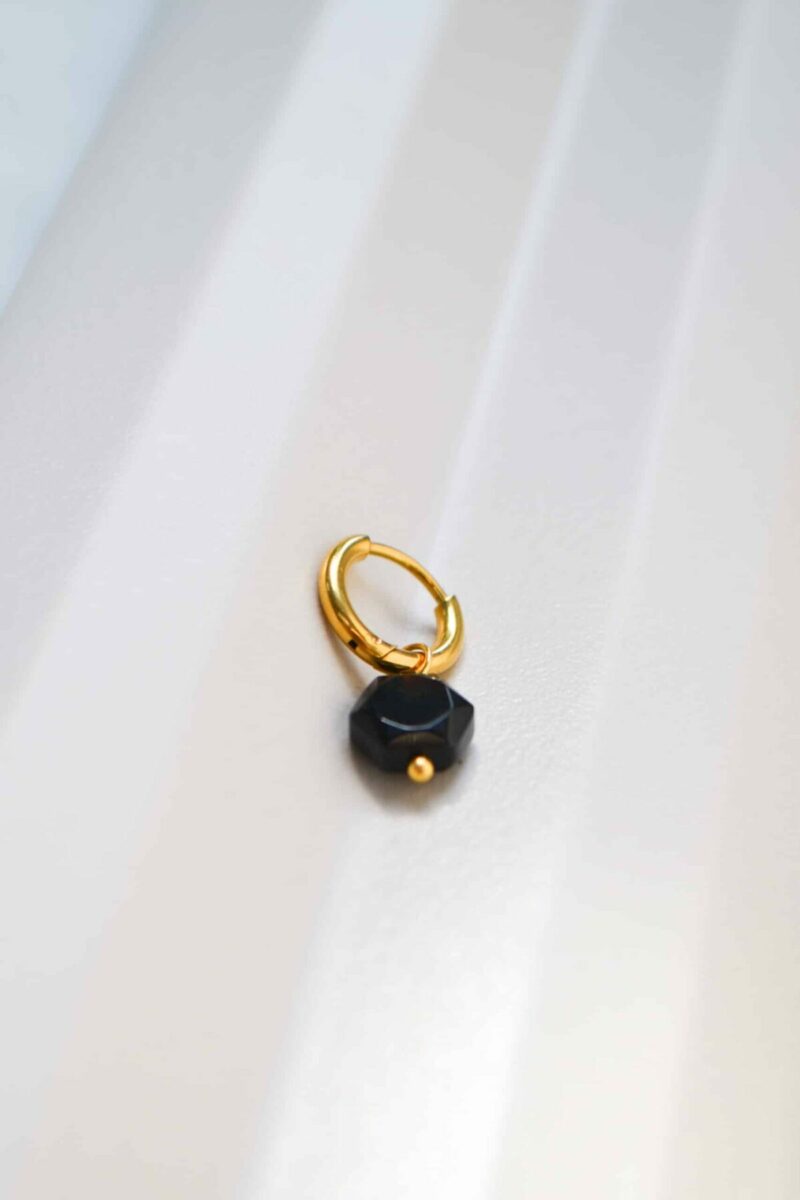 Black hexagon hoop gold