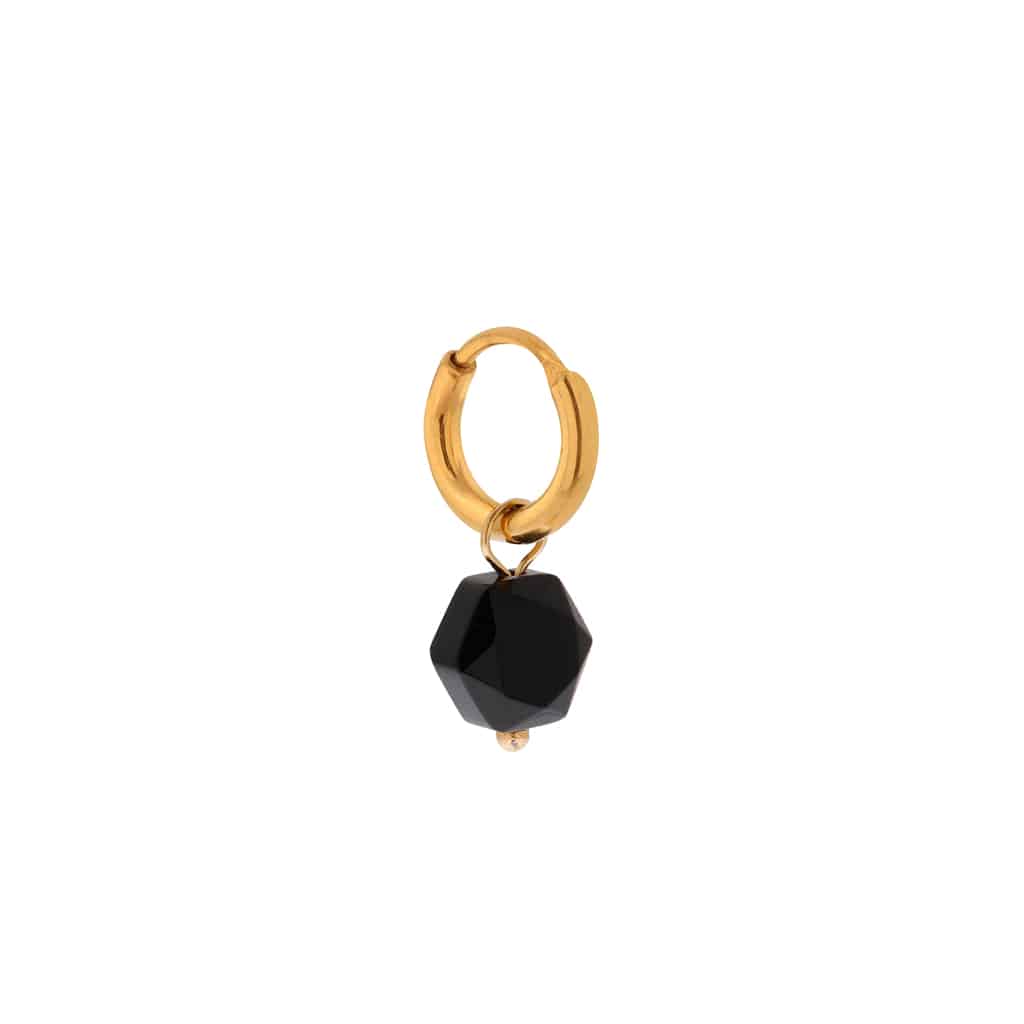 Black hexagon hoop gold