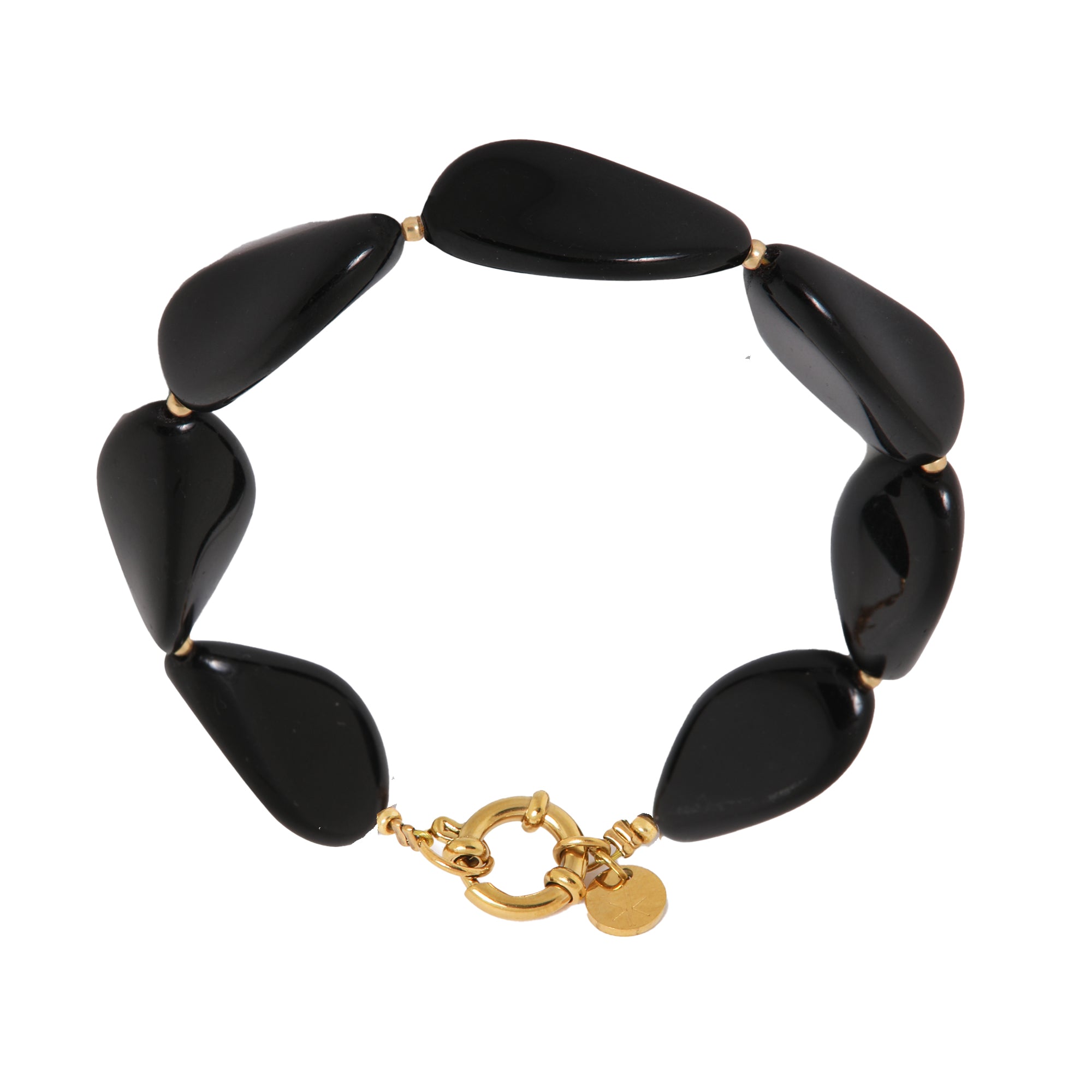 Black stones bracelet gold 2.0
