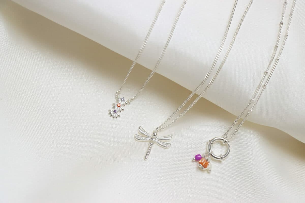 Blossom long necklace silver
