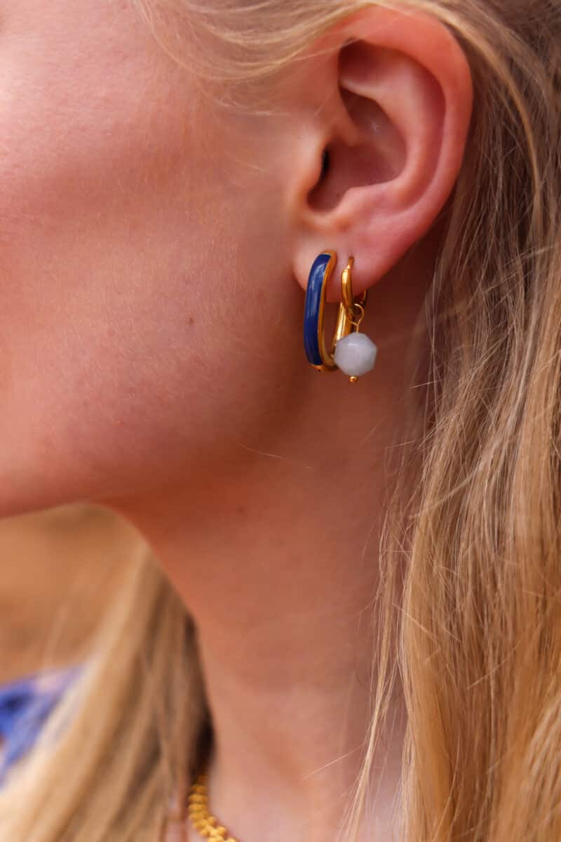 Blue oval hoop gold