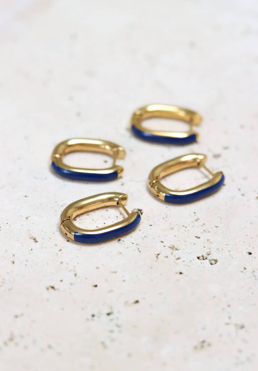 Blue oval hoop gold