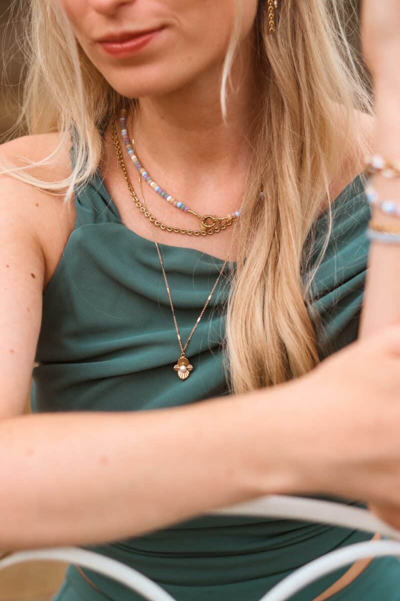 Blue reef necklace gold